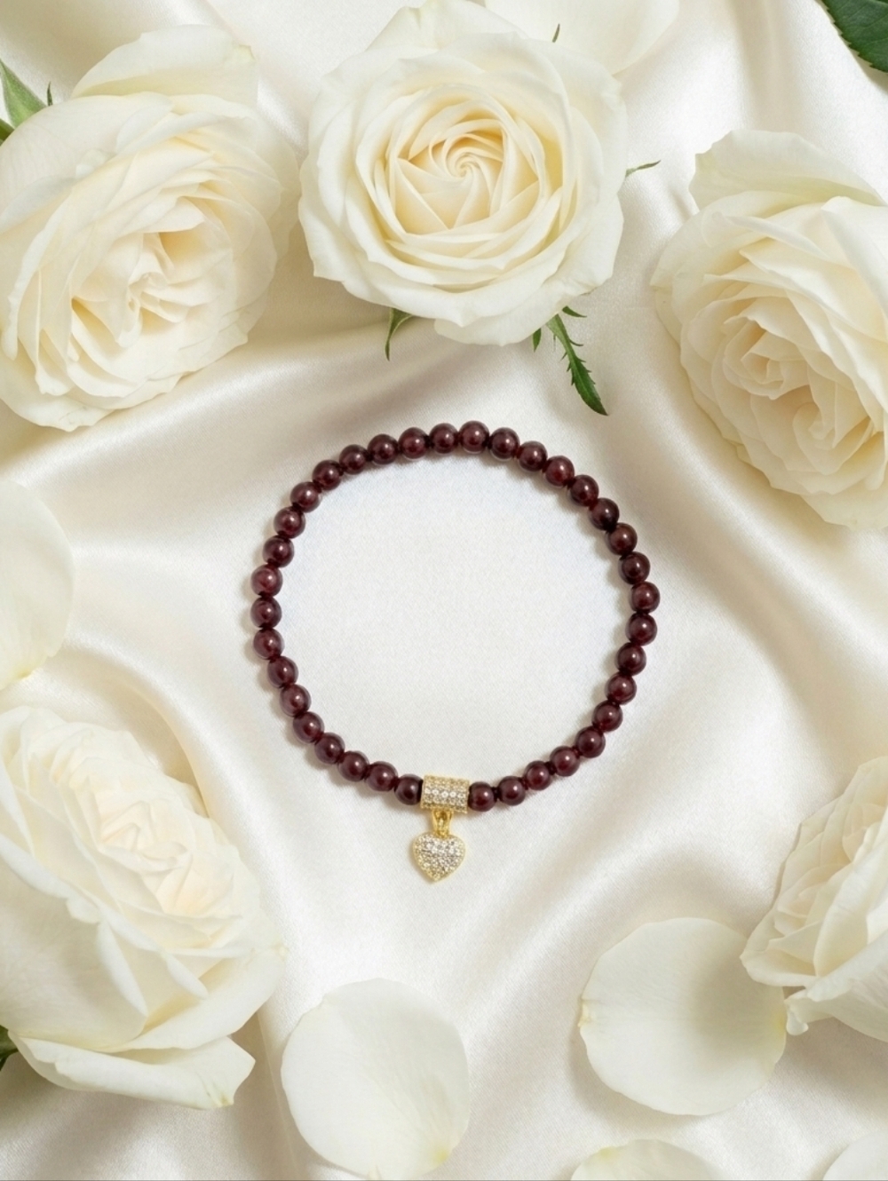 Mozambique Garnet Bracelet With Cubic Zirconia Charm
